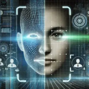 DALL·E 2024-12-18 22.37.01 - A high-tech visual representation of face recognition technology in action. The image features a human face partially overlaid with a glowing digital